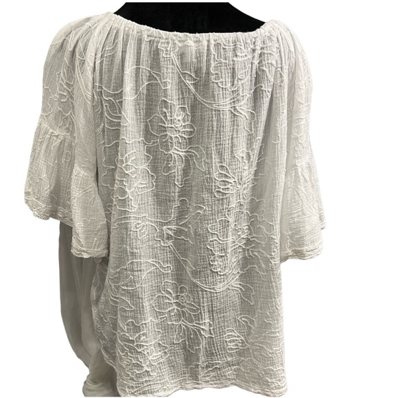 White Threaded Embroidered Blouse Size M - Picture 2 of 7
